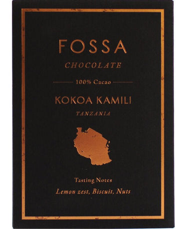 Fossa Kokoa Kamili Tanzania 100% Dark Chocolate (Organic) - Chocolate Collective Canada