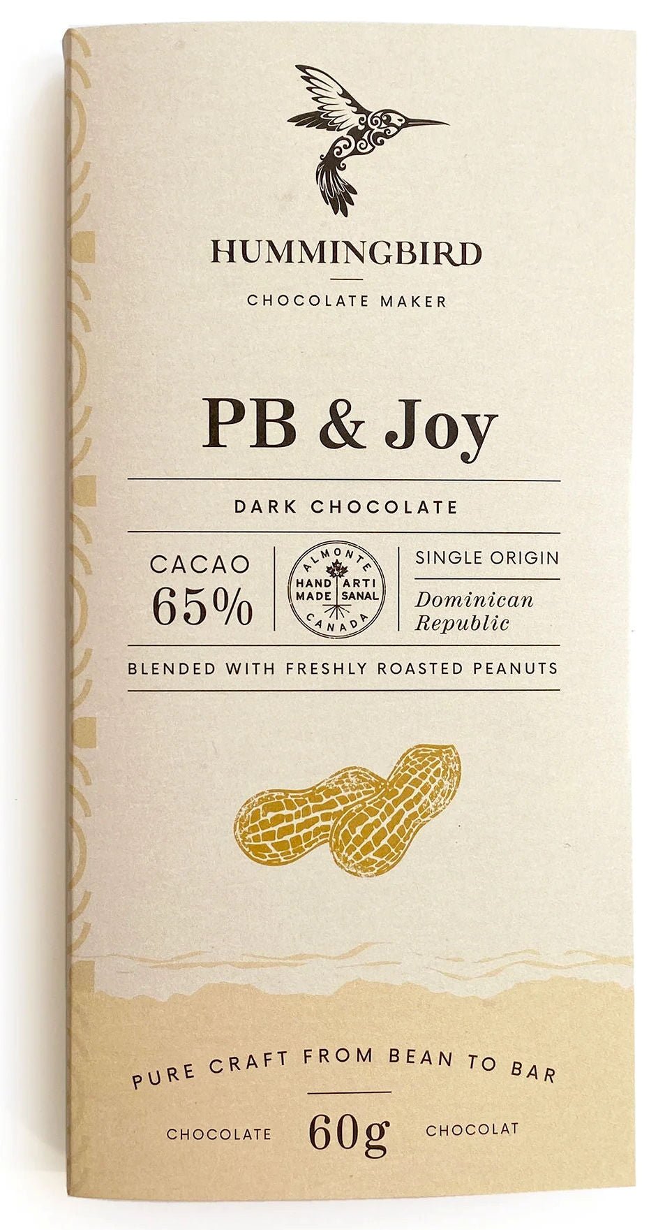 Hummingbird 65 Dark Chocolate with peanut butter Artisan Bean to Bar