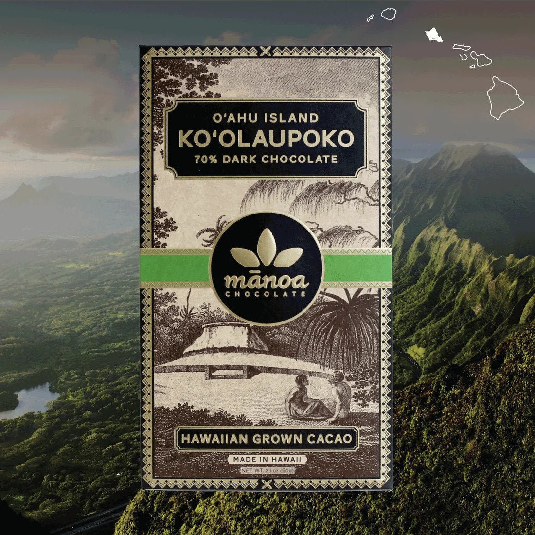 Manoa Ko'olaupoko, O'ahu Island 70% Dark Chocolate Bar