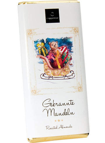 Coppeneur Christmas 34% Milk Chocolate with roasted, caramelized almonds