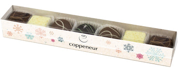 Coppeneur Dark, Milk & White Chocolate Christmas Pralines (7 piece) (with alcohol)