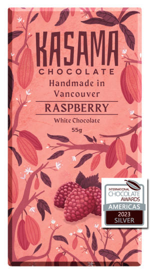 Kasama White Chocolate with British Columbia raspberries (Vegan)