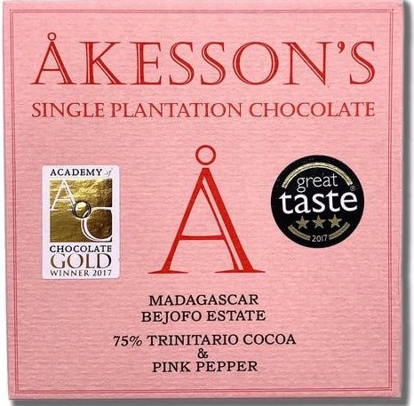Akesson's Madagascar 75% Dark Chocolate with pink pepper (Organic) - Chocolate Collective Canada