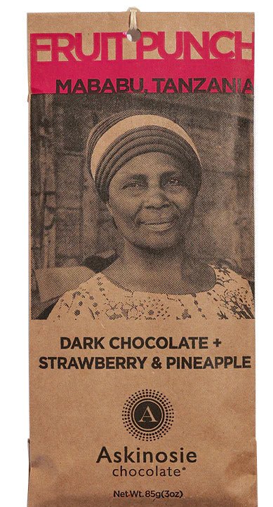 Askinosie Fruit Punch 52% Dark Chocolate with organic strawberries & organic pineapple - Chocolate Collective Canada