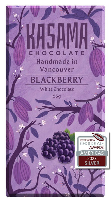 Kasama White Chocolate with blackberries (Organic) (Vegan) - Chocolate Collective Canada
